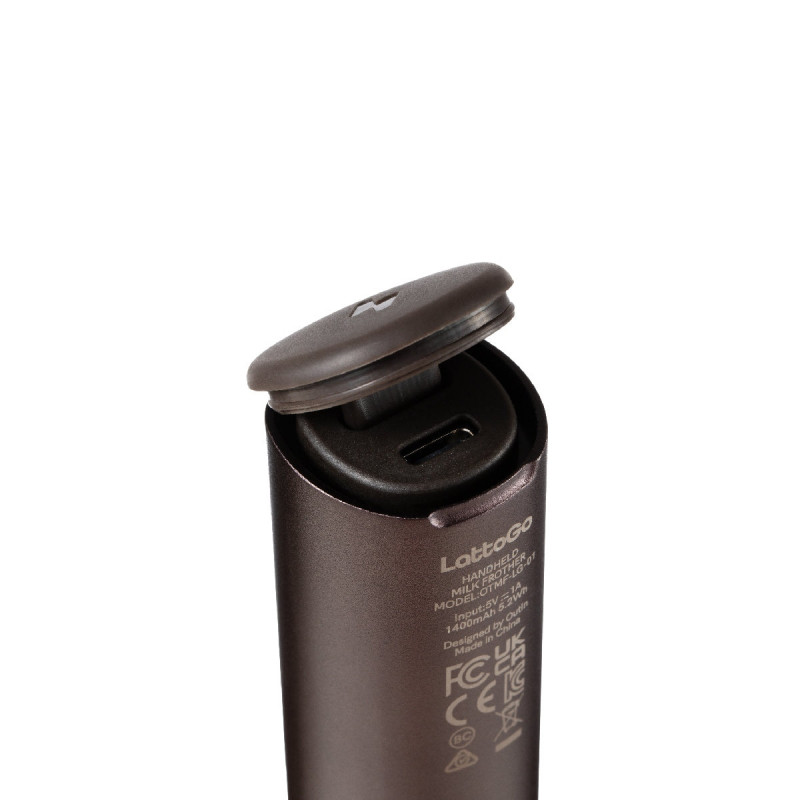 Mixer pentru frappe Outin LattoGo, 2 viteze, MeshWhisk, 1400 mAh, USB Type-C, maro